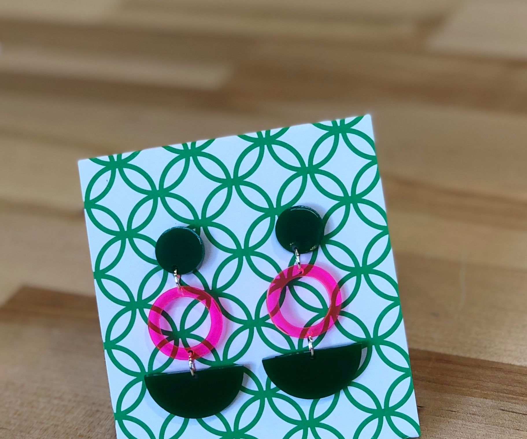 Laser-Cut Acrylic Geometric Drop Earrings