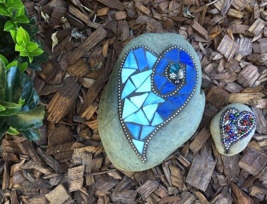 Heart Stained Glass Garden Stone