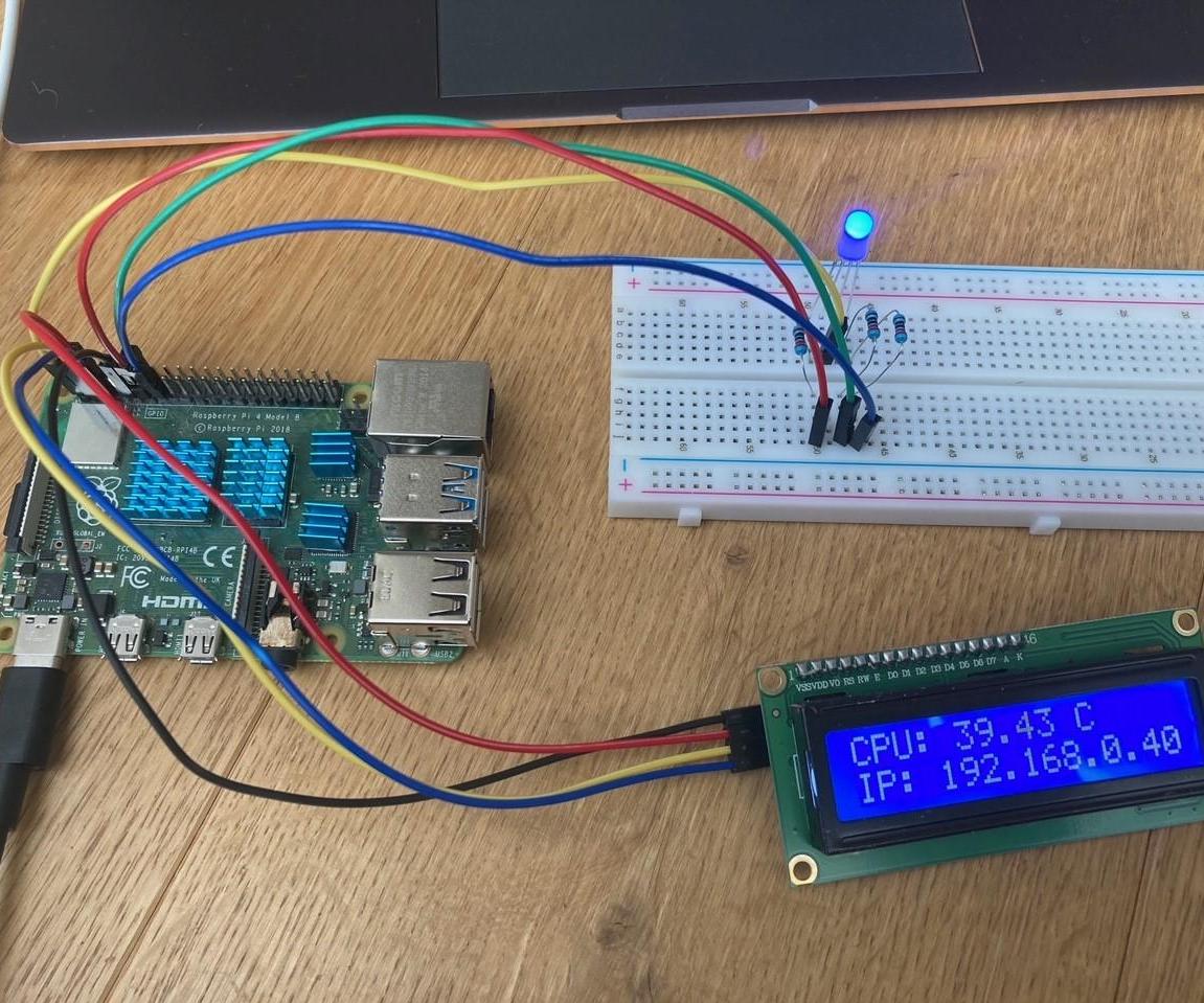 Display CPU Temperature and IP Address for Raspberry Pi