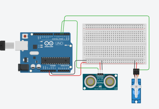 LEARN ULTRASONIC AND SERVO CIRCUIT USING TINKERCAD