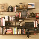 Industrial Pipe Shelving Built-In