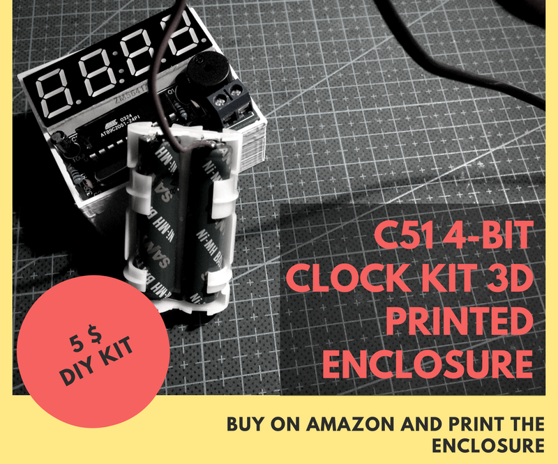 C51 4-Bit Clock Kit 3D Printed Enclosure