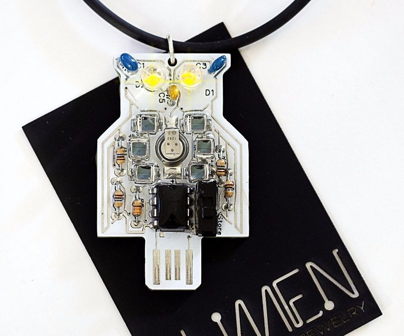 Solar Powered Owl Blinky LED Pendant Jewelry