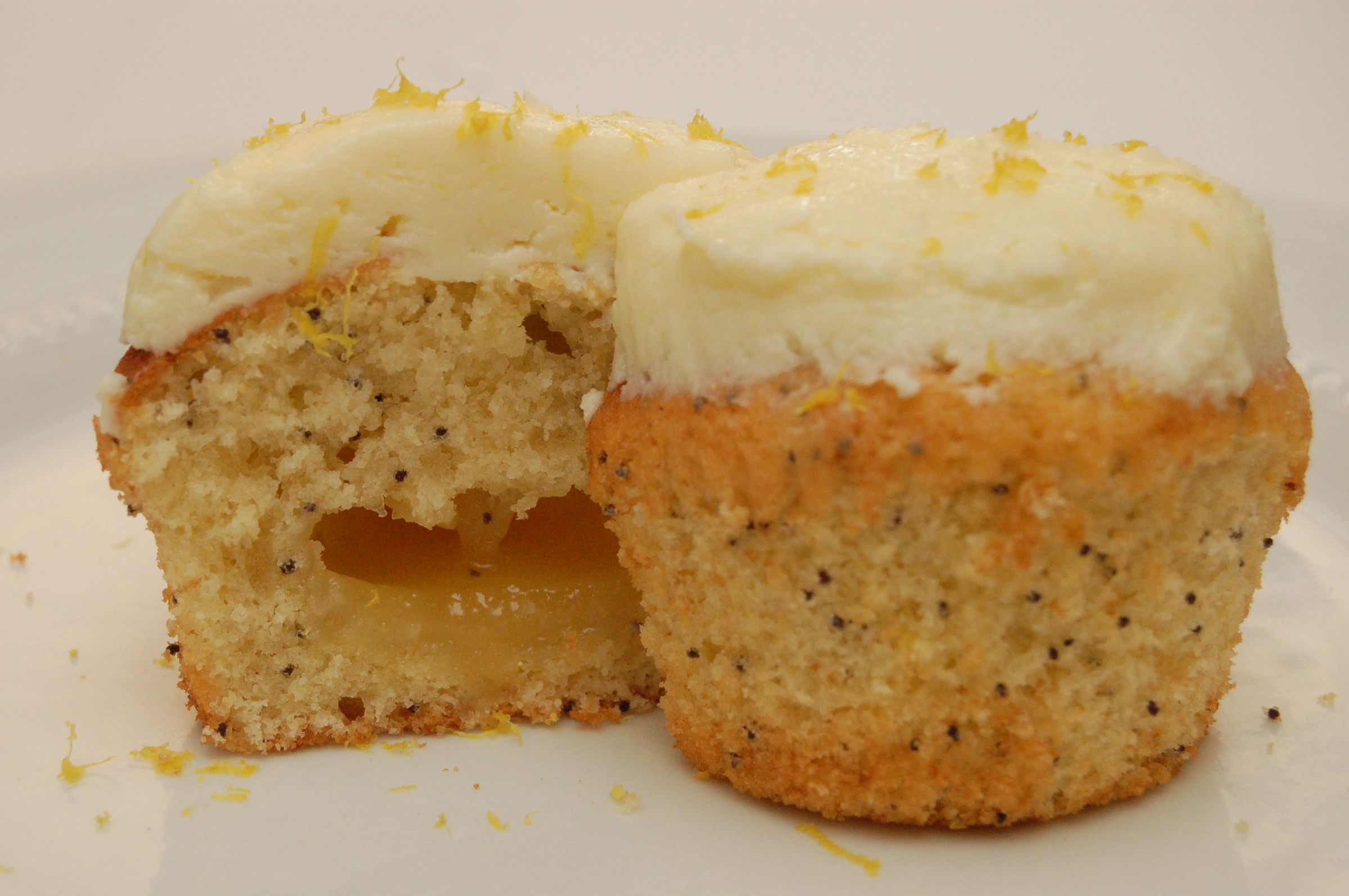Lemon Poppy Seed Surprise Cupcakes