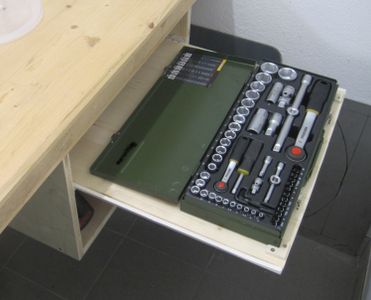Workbench Toolbox Drawer With a Storage Shelf at the Bottom