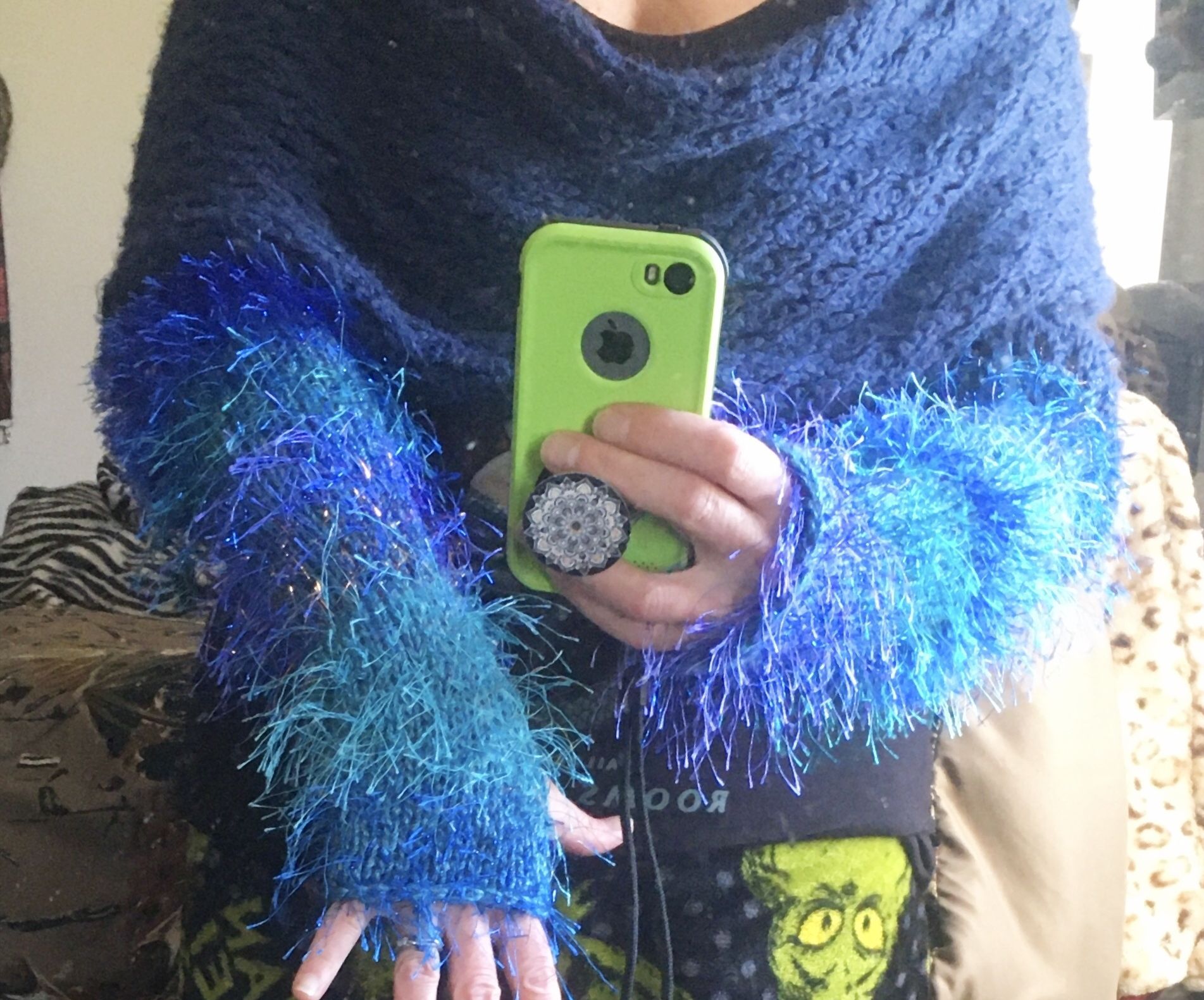 Wrap Scarf With Sleeves Made From Knitted Scarf in My Scrap Wrap Revamp