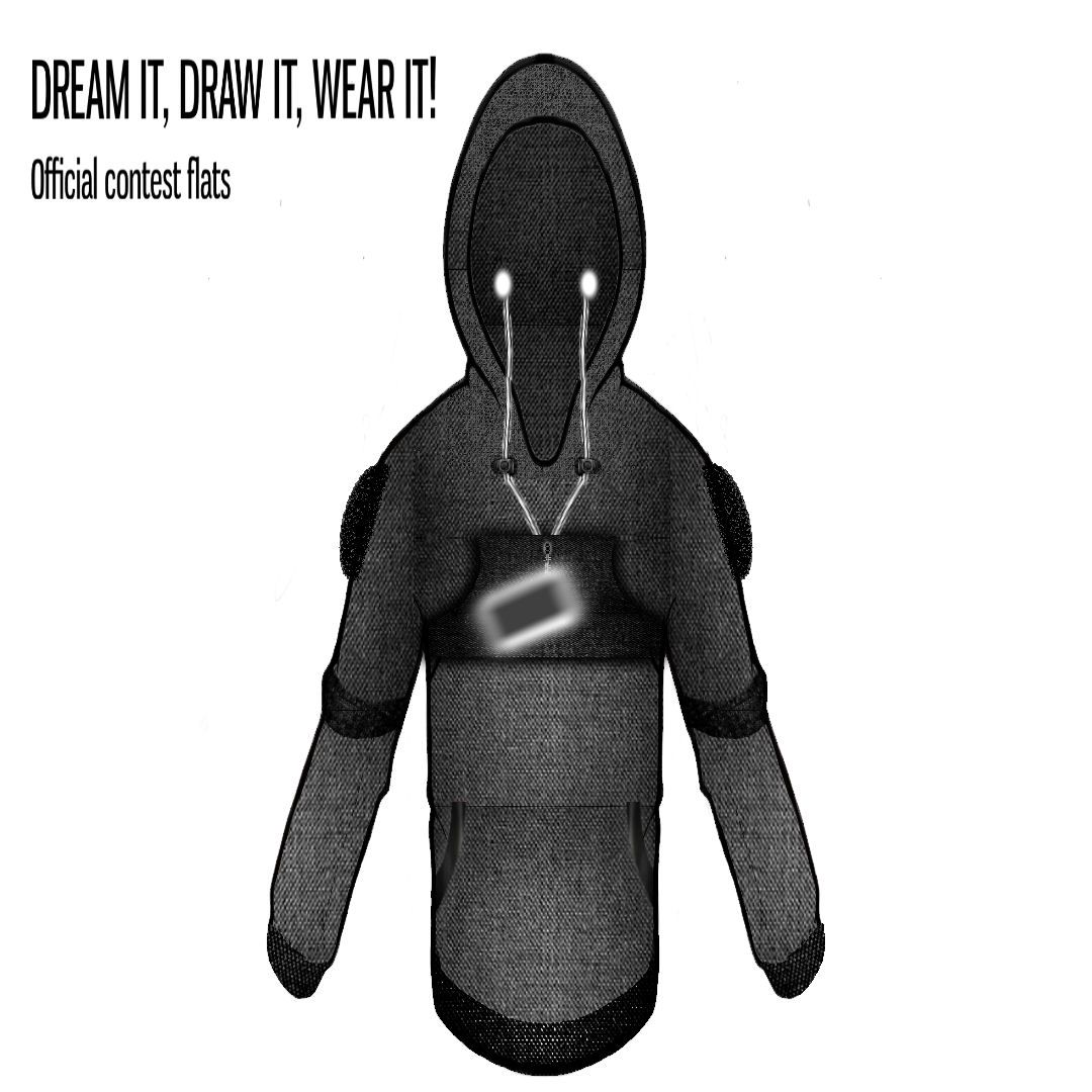 WATERPROOF DARK DENIM HOODIE W/ DETACHABLE SLEEVES