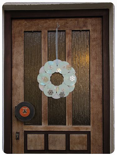 Winterish Wreath Made of Old CDs