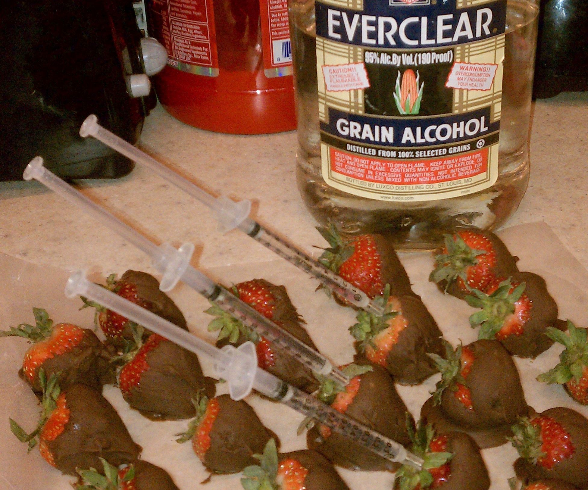 The New Age of Fruit and Alcohol.  Chocolate Dipped Strawberries Injected With Alcohol.  Perfect for Parties, or Just Fun to Make and Consume.