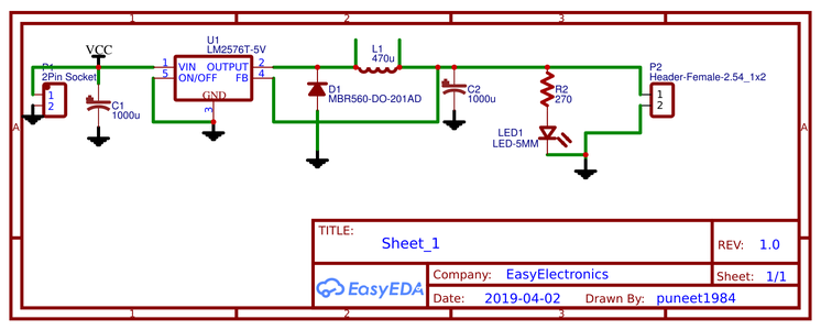 DC – DC Voltage Step Down Switch Mode Buck Voltage Converter (LM2576