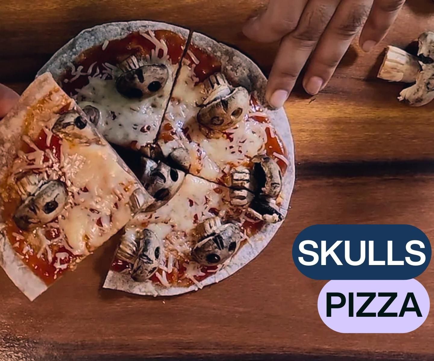 Skull Mushroom Pan Pizza: a Spooky Twist on Thin Crust