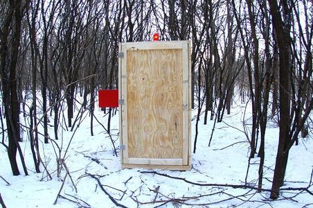 Teleprompter Assisted Recording Device in Shipping Crate