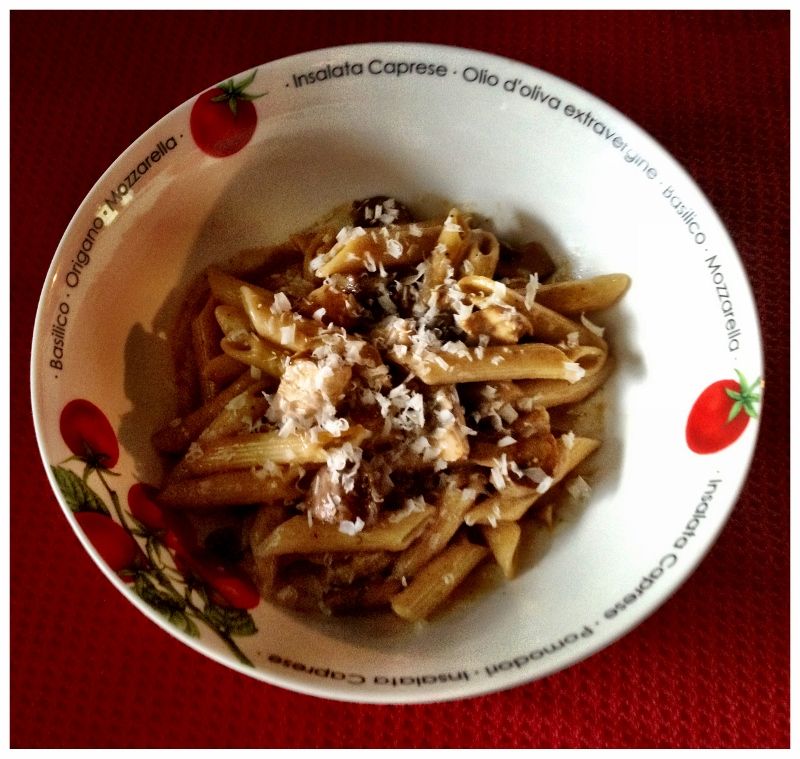 Pasta With Chicken and Mushrooms in Madeira Wine Sauce