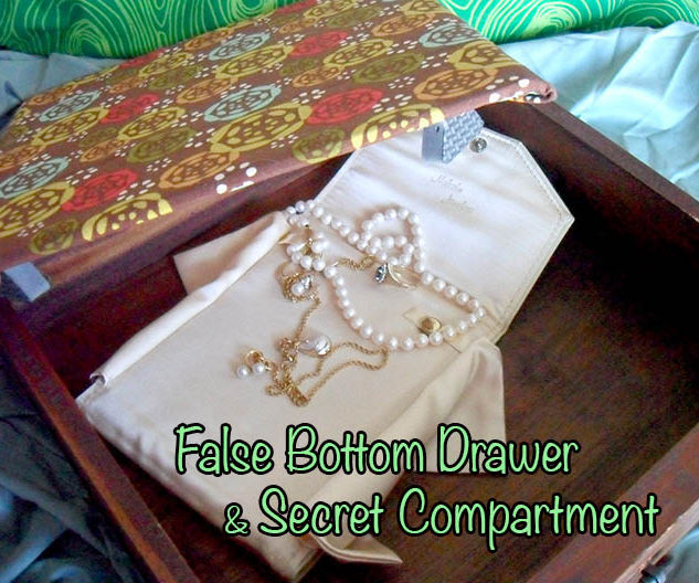 Nightstand False Bottom Drawer and Secret Compartment 