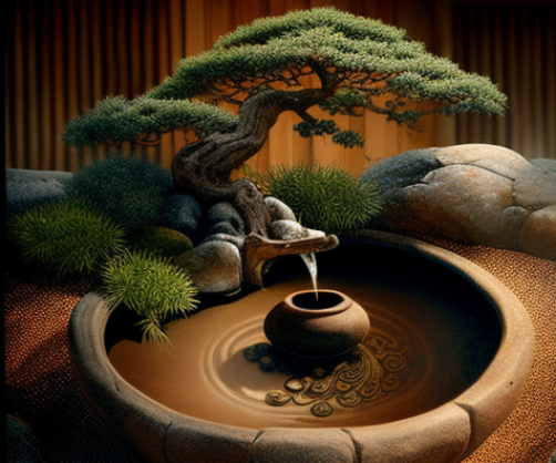 Zen Garden With Fountain