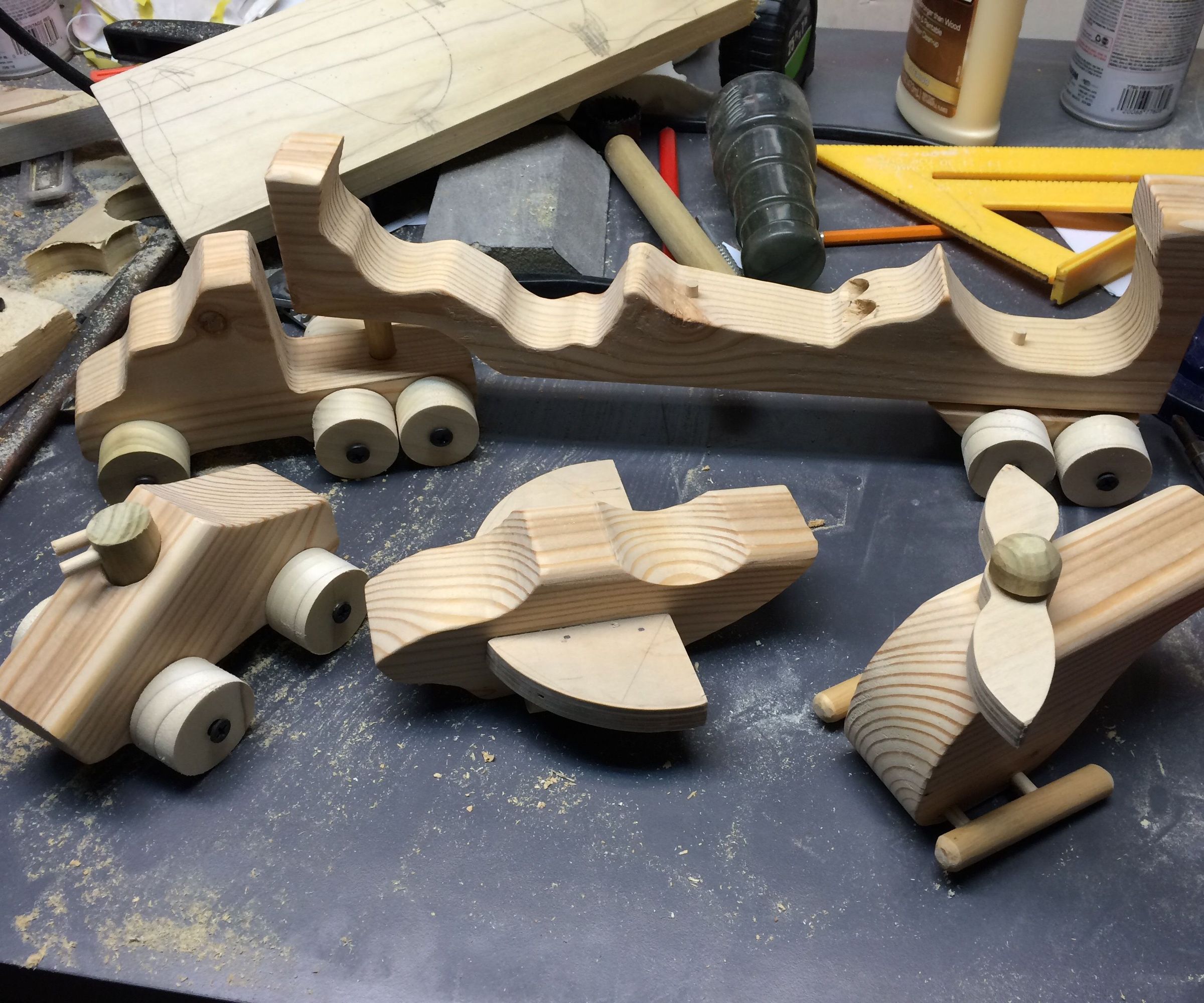 Wooden Military Toy Hauler (Helicopter, Jet and Truck with gun turret) *** Template PDF Added ***