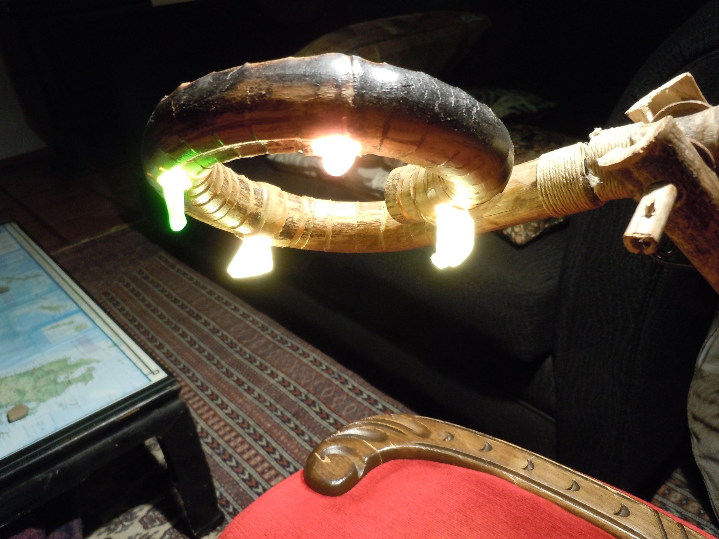 Bamboo, Beach Glass and Stone Lamp