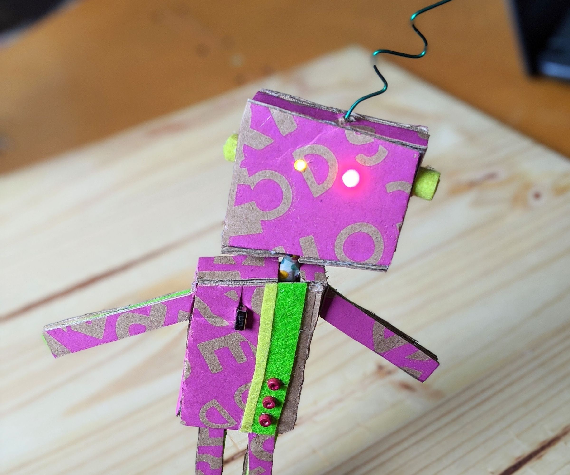 Cardboard Robot With Soldered Circuit