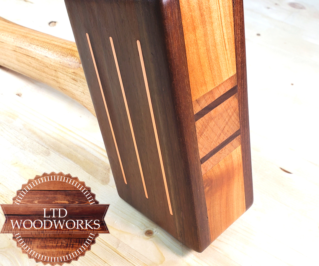 Wooden Mallet With Brass Inlay