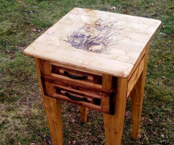 Nightstand With Wood-Burning Created With 99% 2x4 Lumber