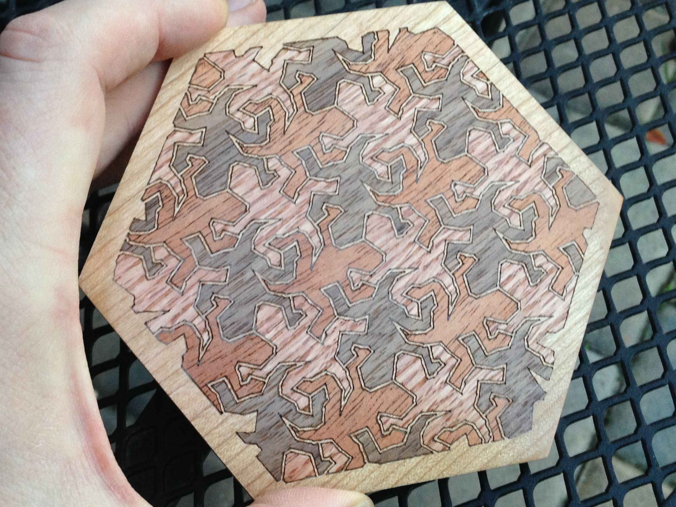 Wood Inlay MC Escher Reptiles Motion Art (part 1/2)