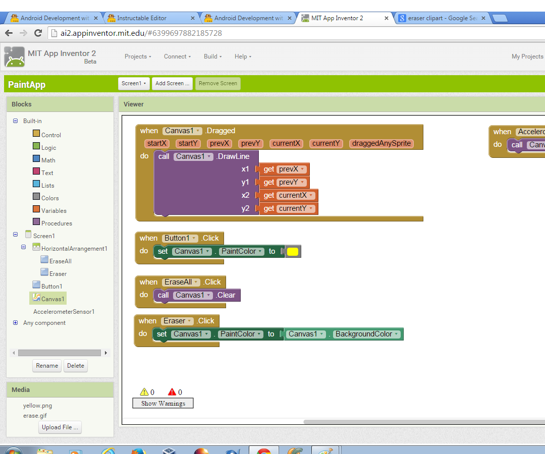 Android Development with App Inventor Erasing Tutorial
