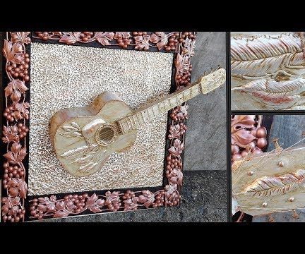 Antique Metal Embossed Guitar