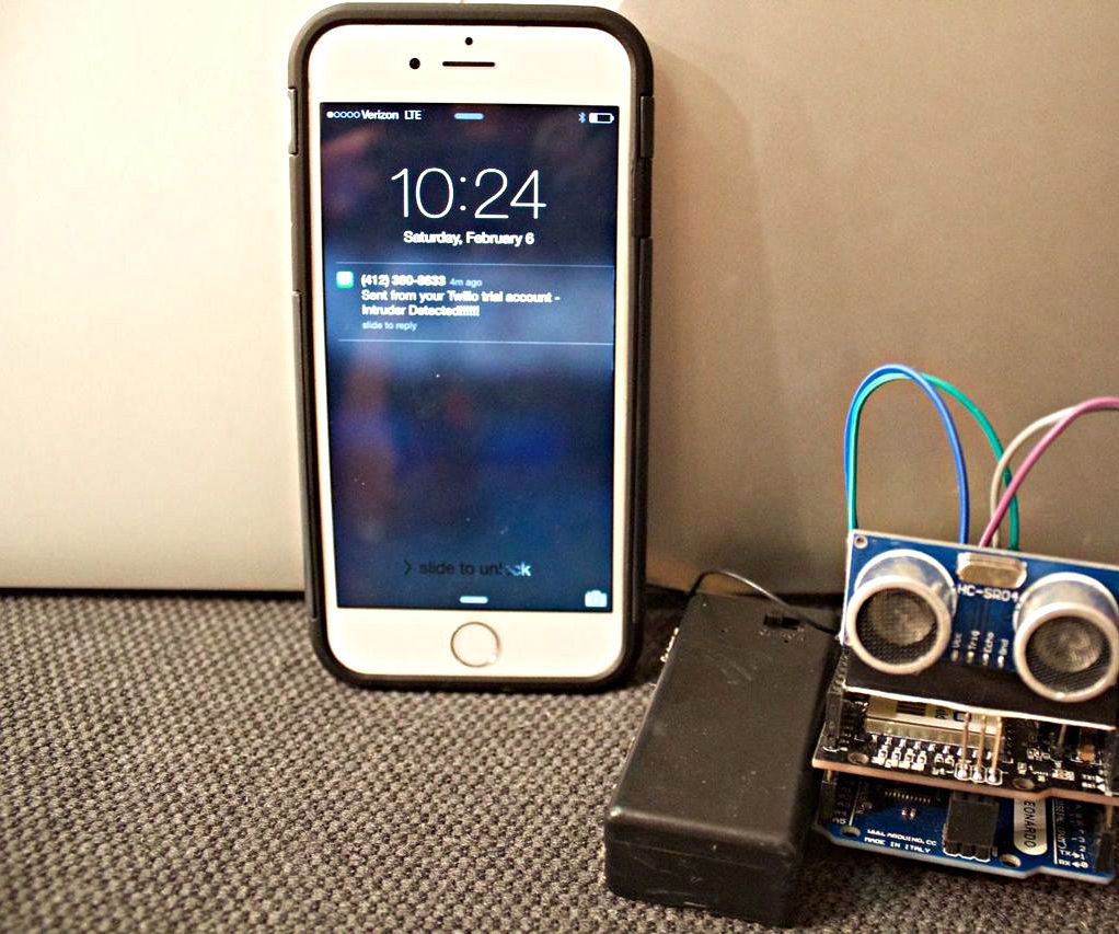 Intruder Alarm With Text Message Notification