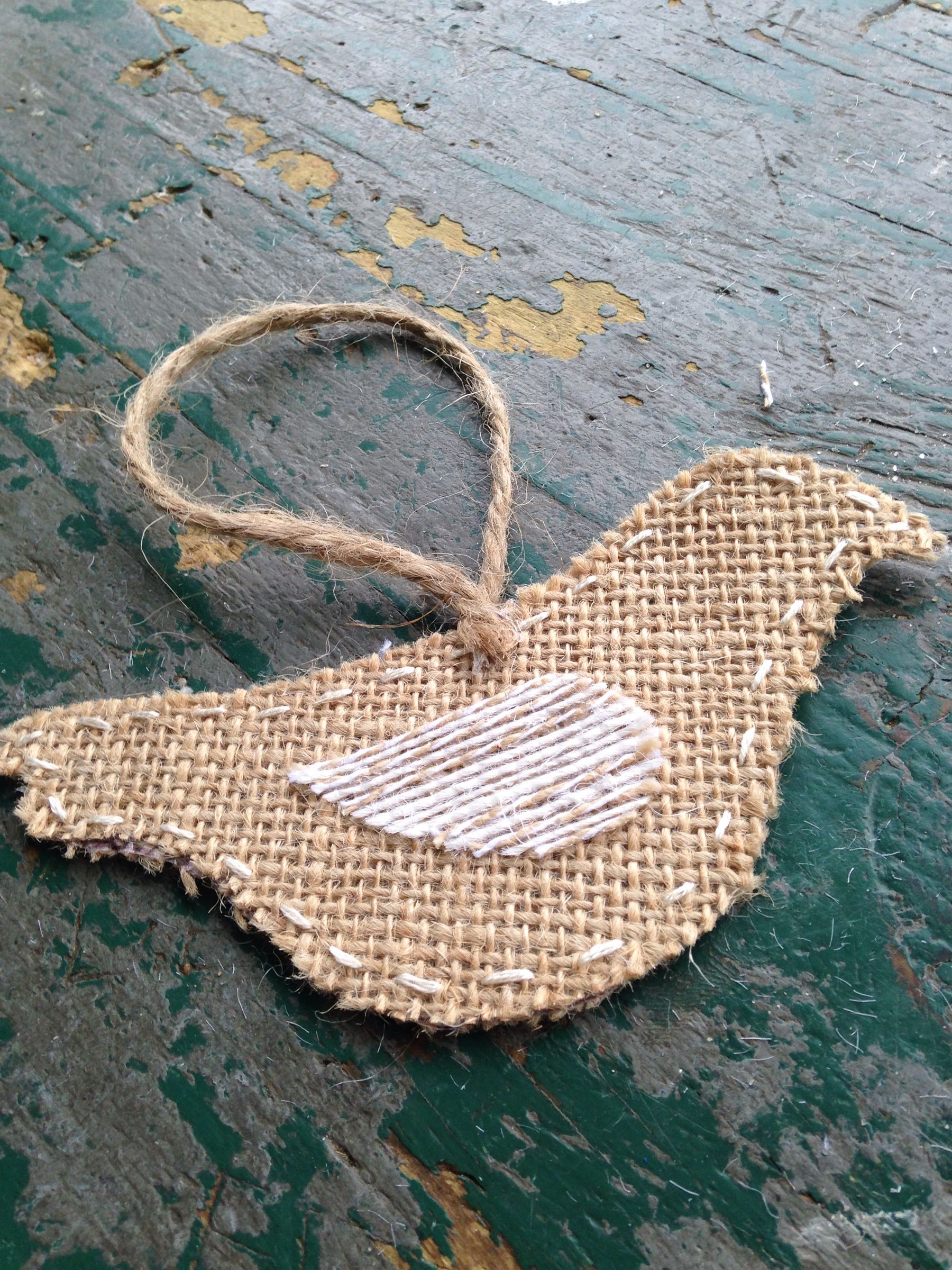 Burlap Bird Ornaments