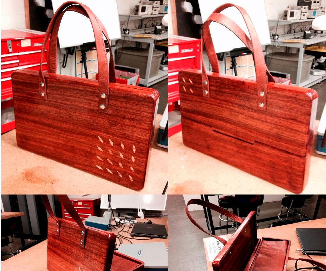 Wooden Handbag/Brief Case_Array of Leaves