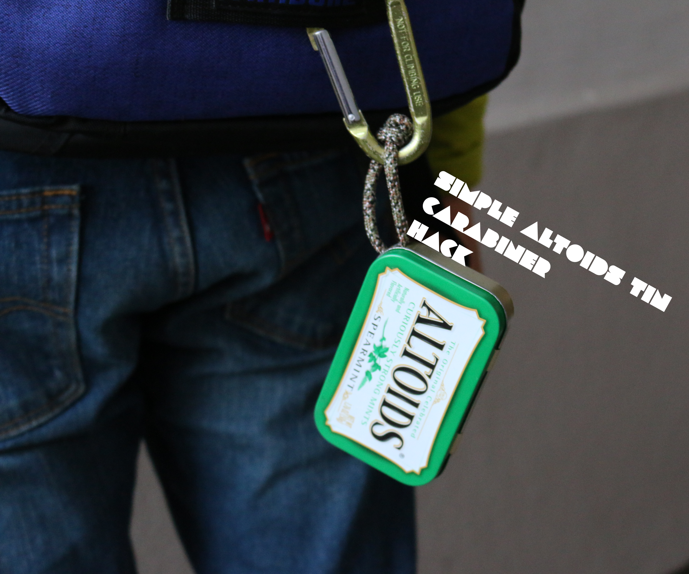 Simple carabiner Altoids tin hack.