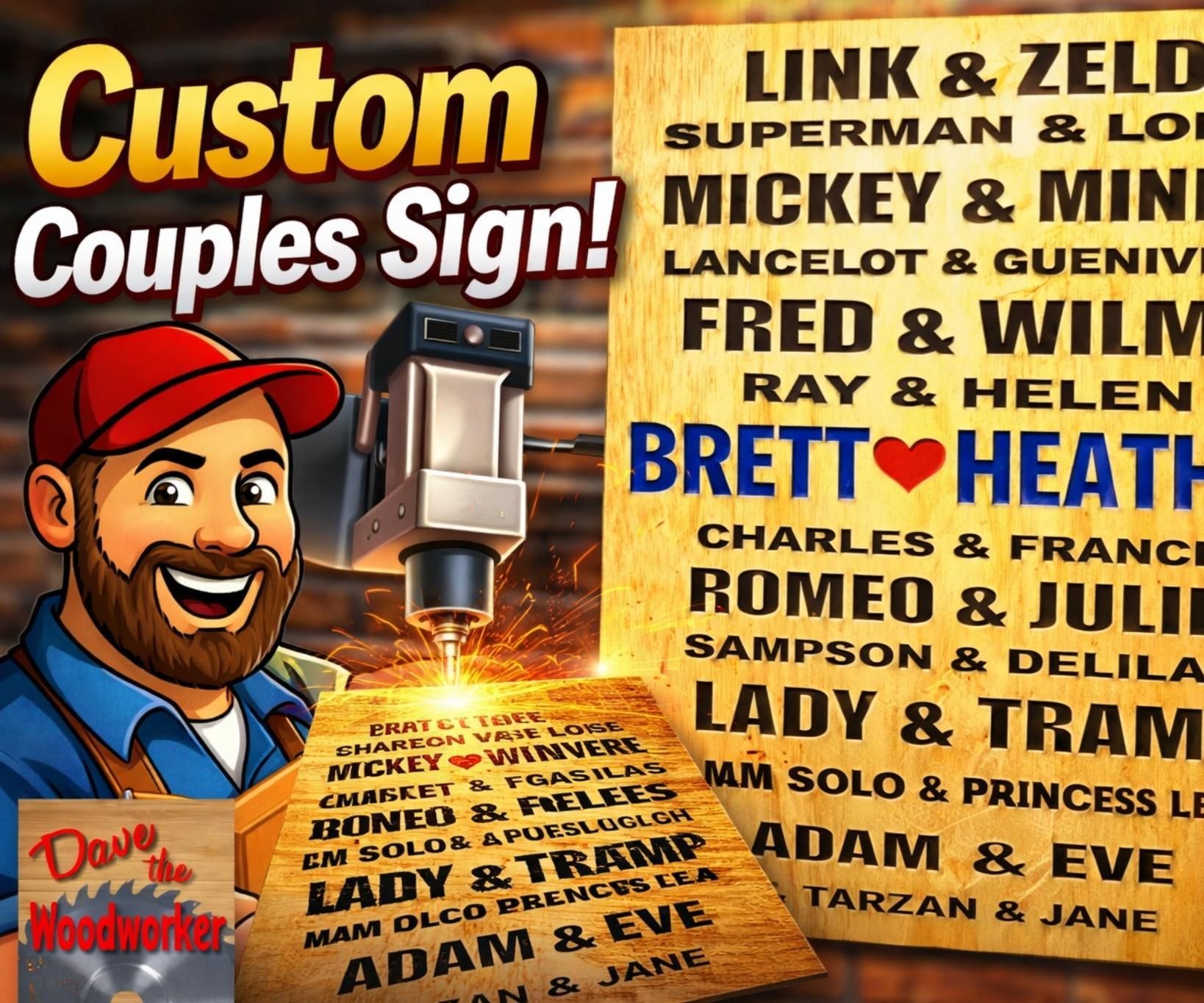 CNC Wedding Names Sign
