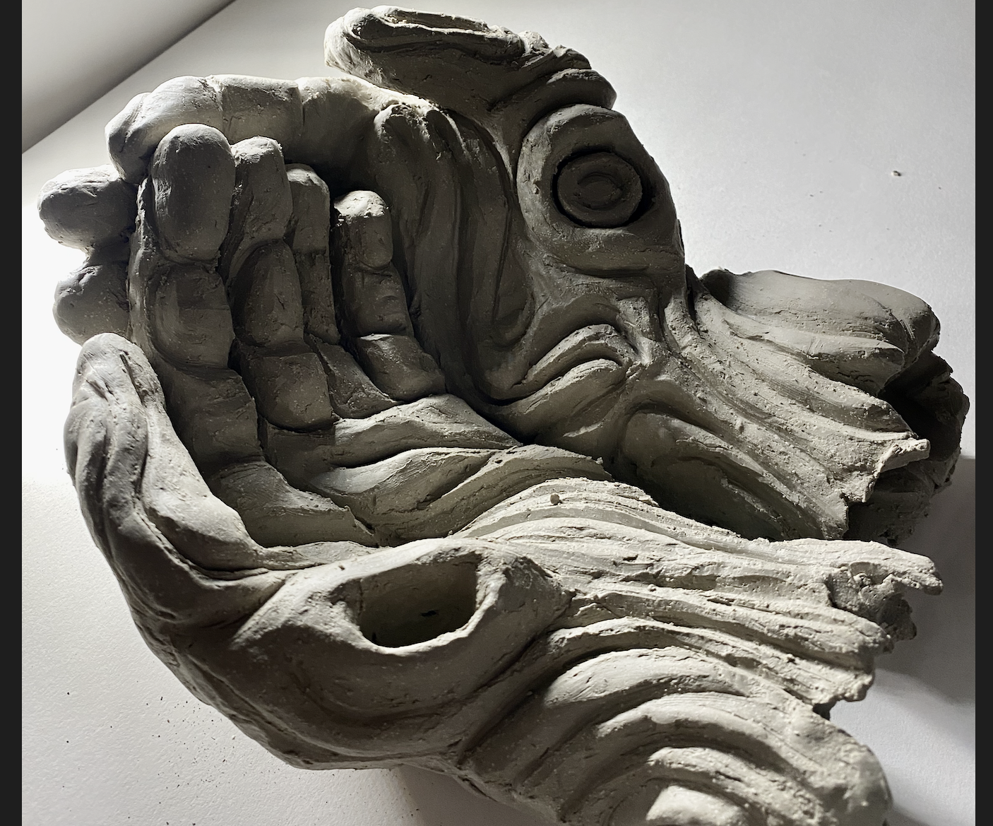 Wooden Hands - Sculpture (WHITE CLAY MAQUETTE)