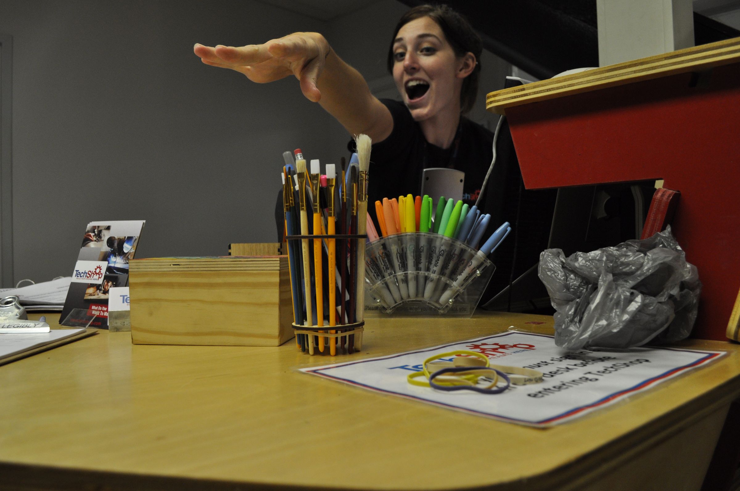 Make a pen/pencil holder out of old paintbrushes