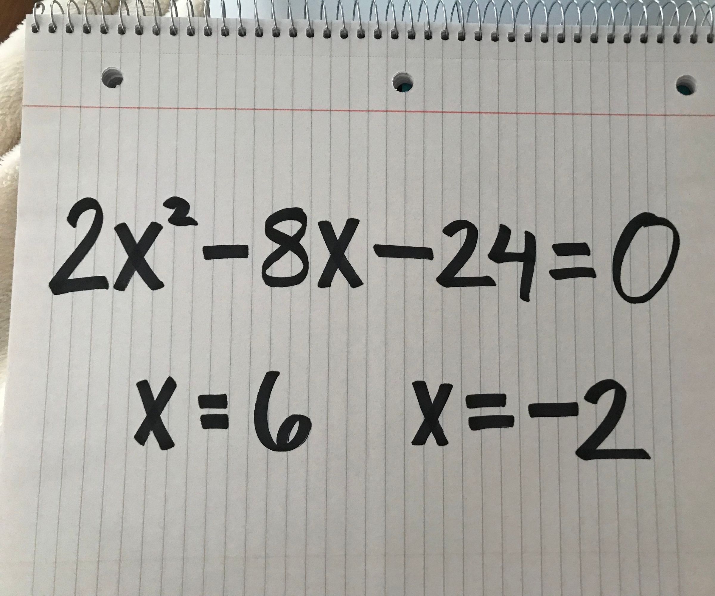 Solving an Equation Using the Quadratic Formula