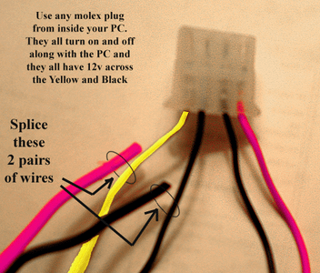 Splice the Zip Cord to PC Molex Plug