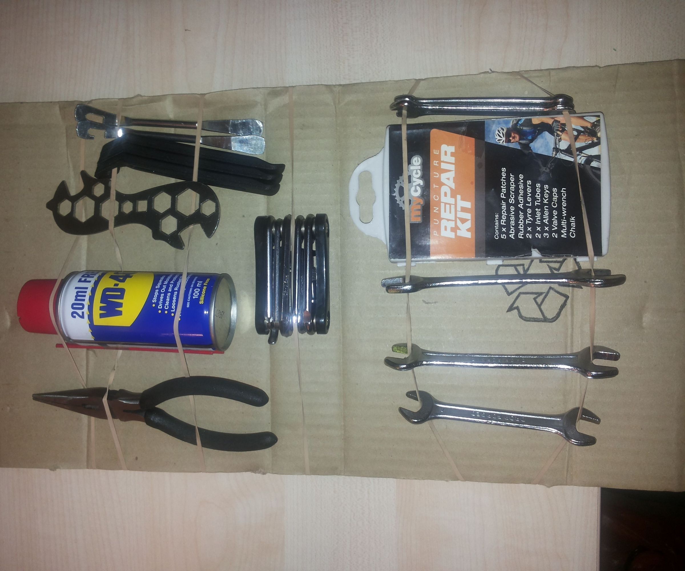The Expat Bike Tools Cardboard Box