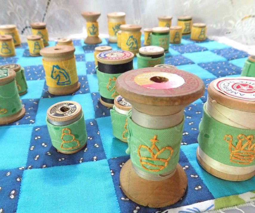 Wood Spool Chess Set