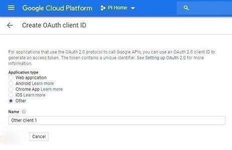 Enabling the Google Assistant Cloud Project.