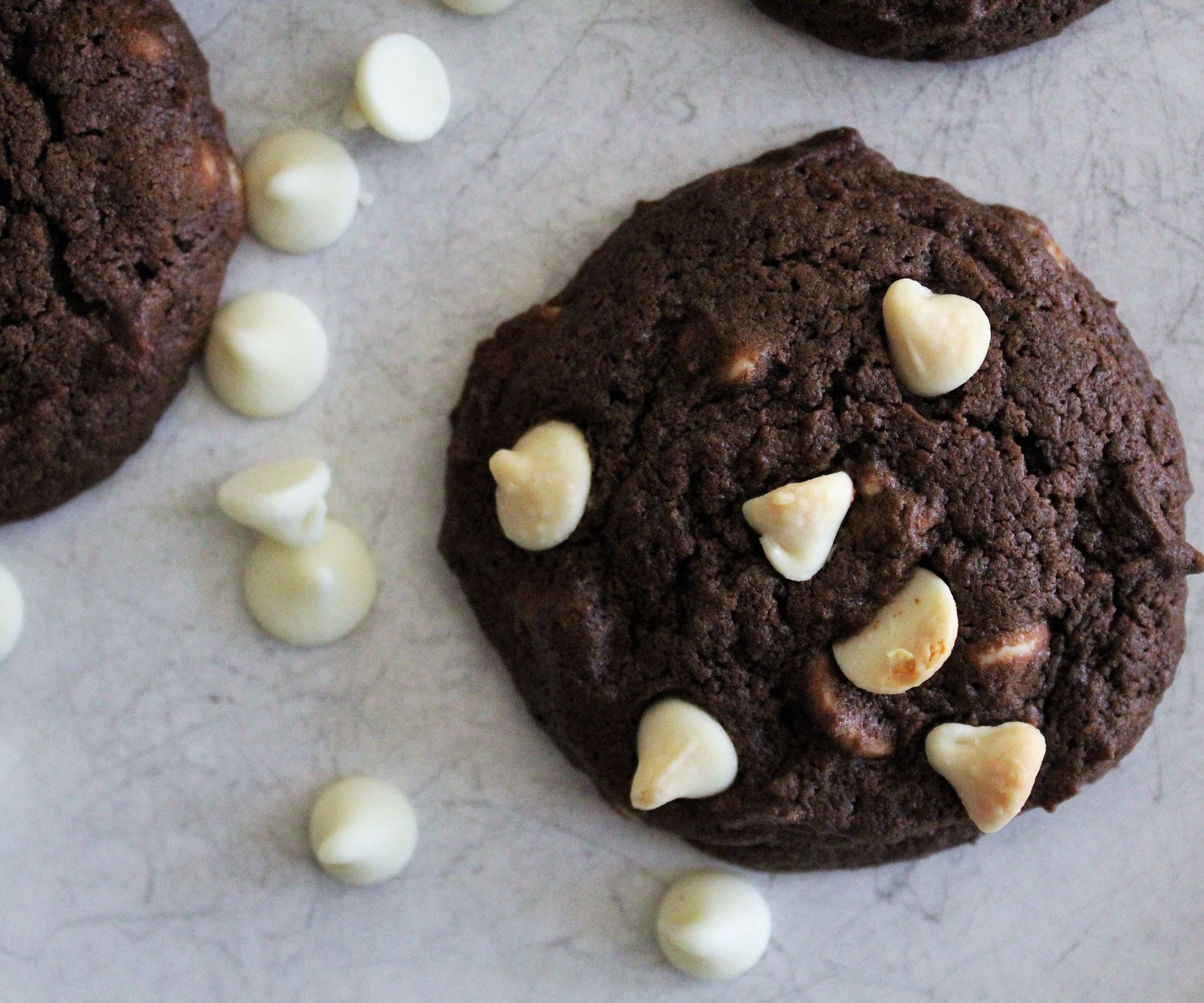 Chewy Chocolate Cookies With White Chocolate Chips