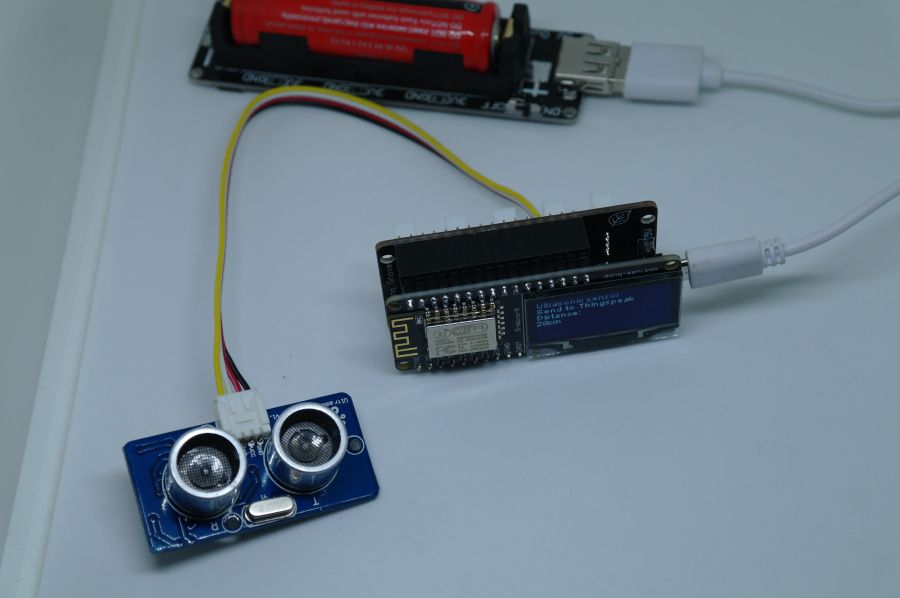 Display Distance by Ultrasonic Sensor and Upload to ThingSpeak