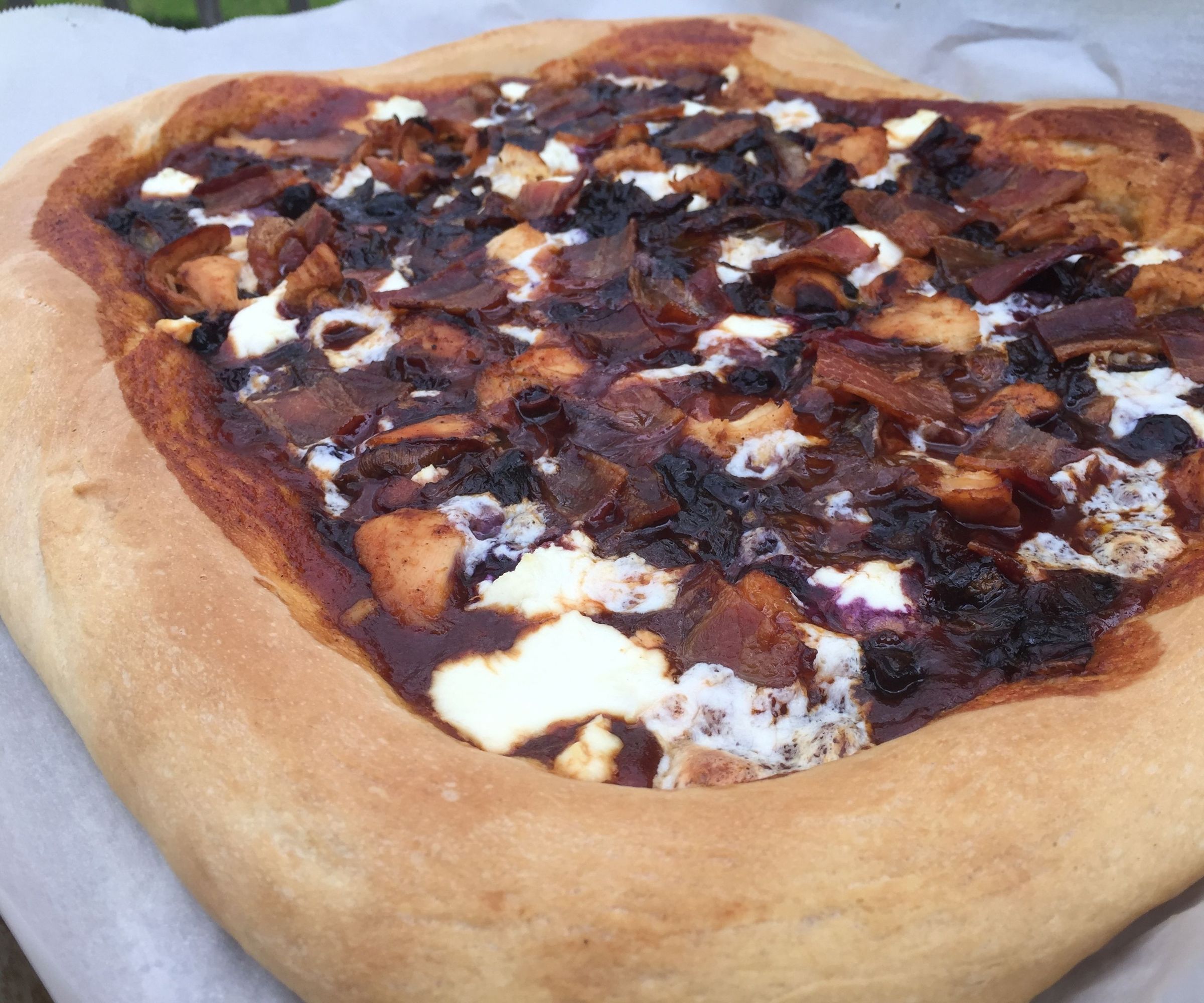 Blueberry BBQ Bacon Goat Cheese Pizza