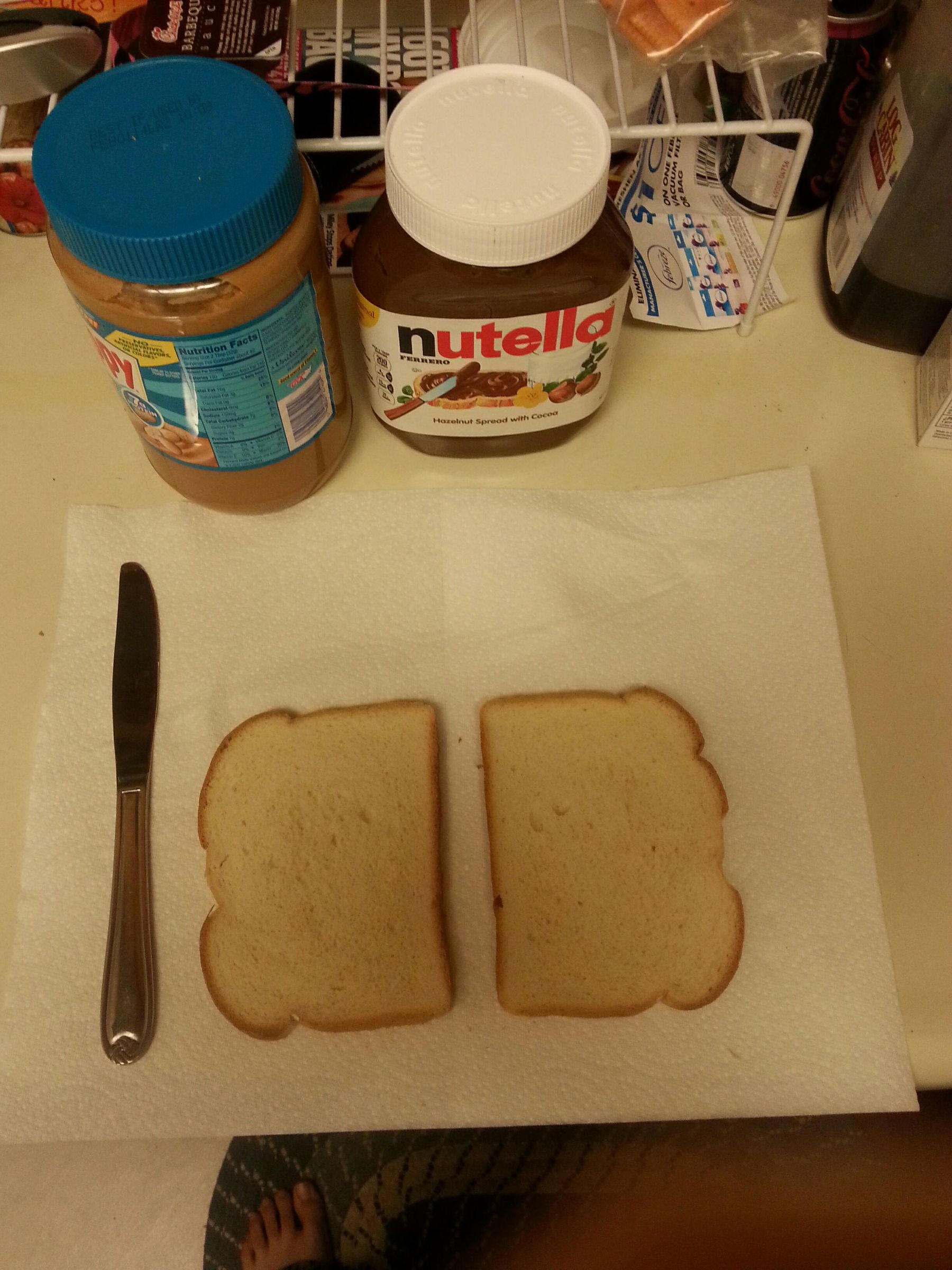 Nutella and Peanut Butter Sandwich