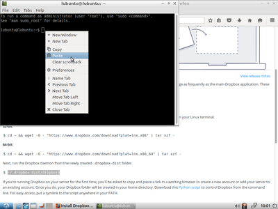 Install Dropbox on the LubuntuBox