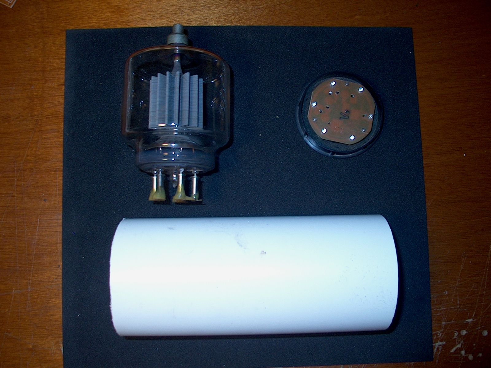 A Simple Accent Light Made From a Giant Recycled Vacuum Tube and a Blinky LED Beer Mug