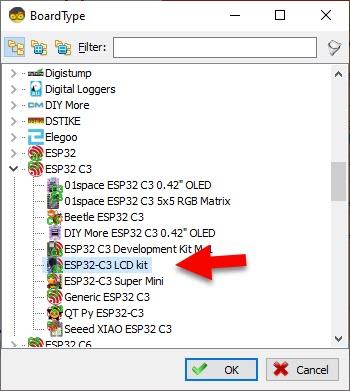 Start Visuino, and Select the ESP32-C3 LCD Kit Board Type