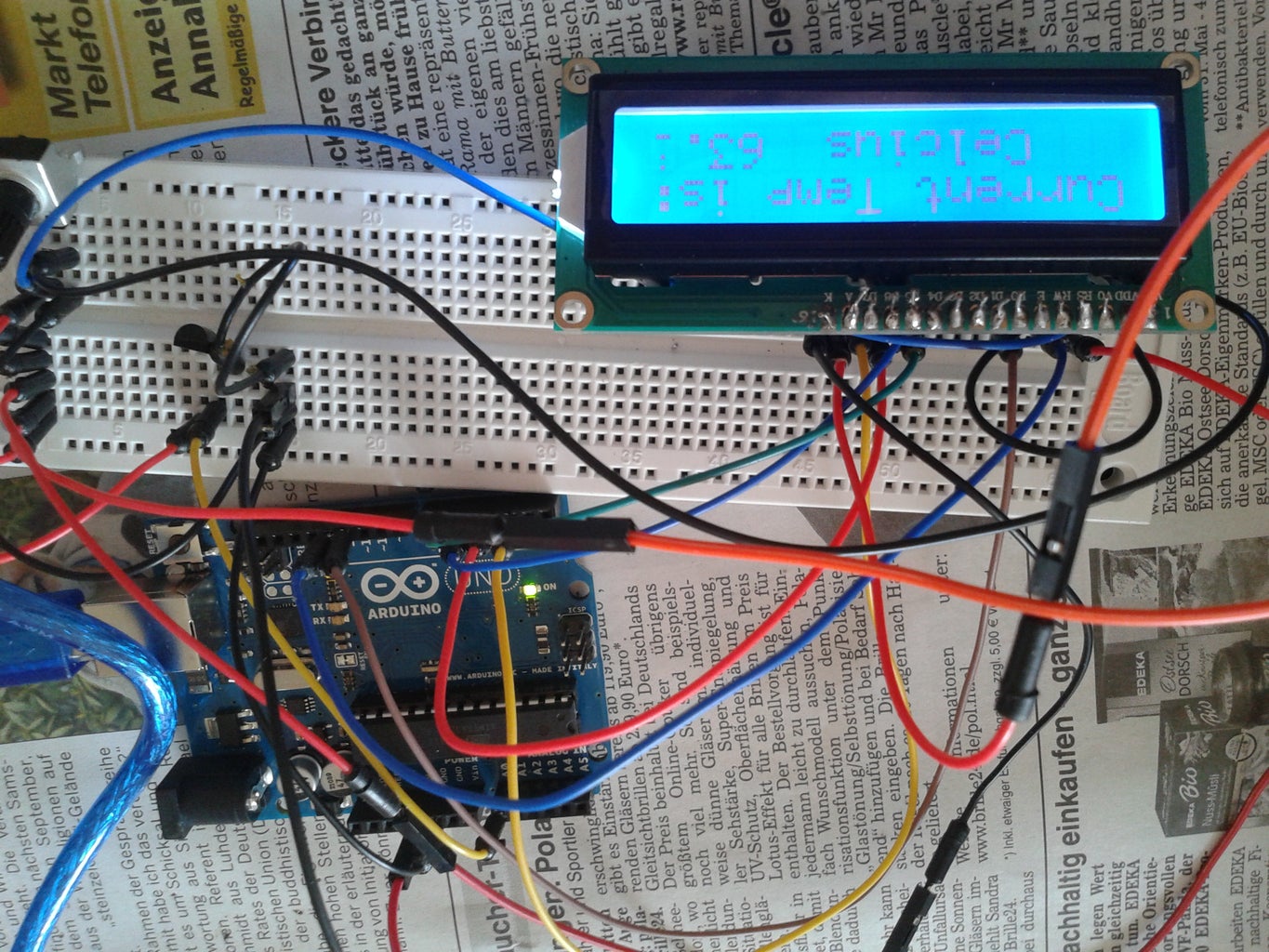 Arduino LCD Thermometer / Temperature Control With TMP36GZ Temp Sensor ...