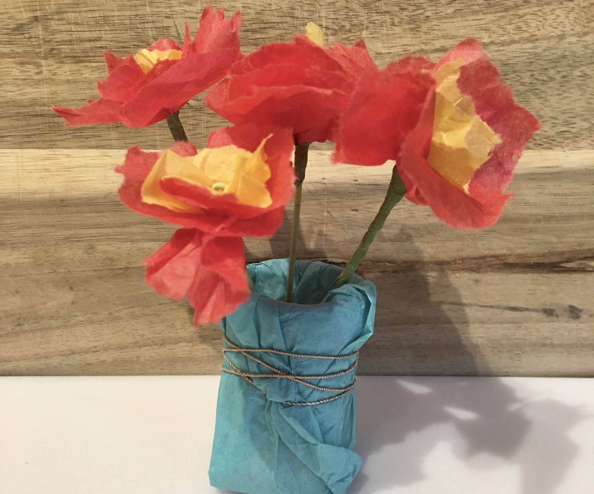 Easy Tissue Paper Flowers With Vase (Made by My Daughter, Age 9)