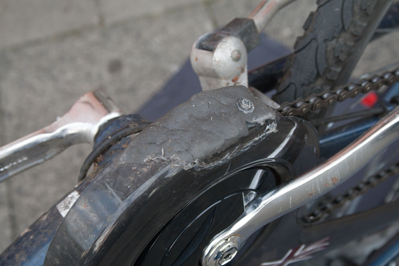 Fixing a Chain Protection With Sugru