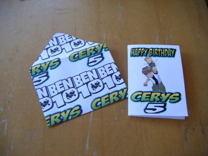 BEN TEN Birthday Card and Envelope